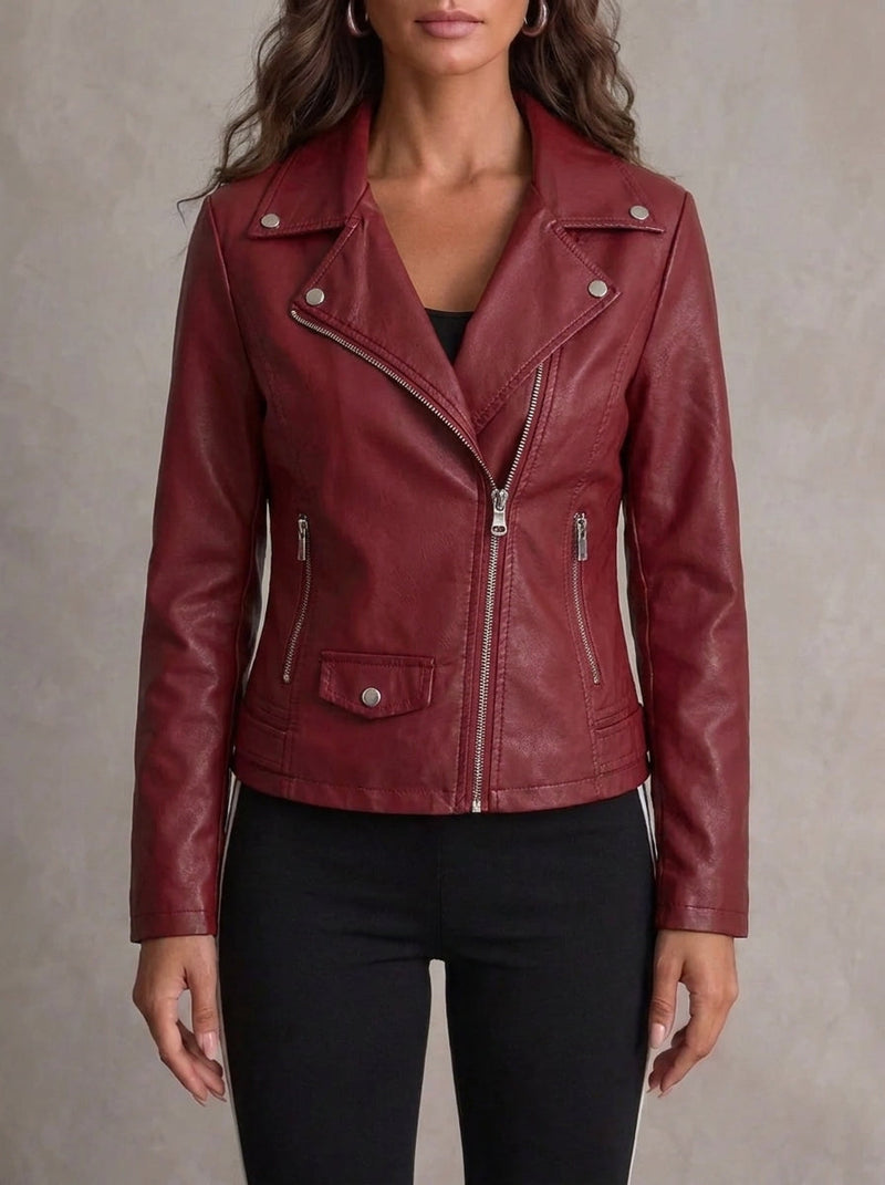 Chaqueta Biker de Piel Blanca