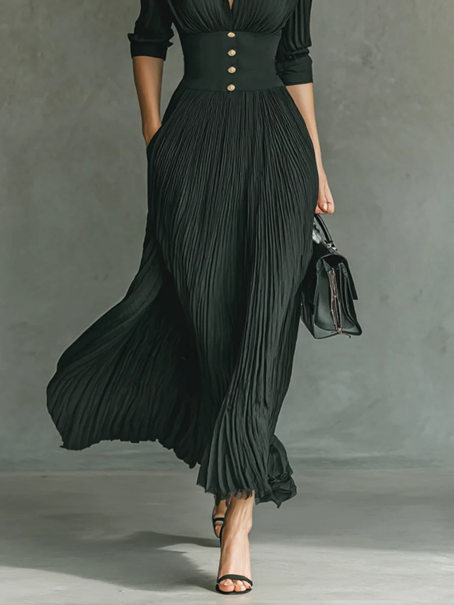 Elena Pleated Maxi Dress