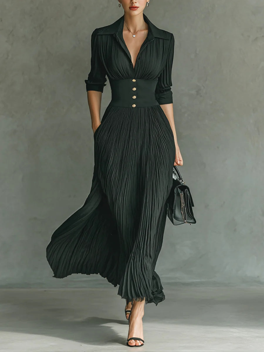 Elena Pleated Maxi Dress