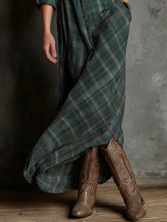 Valeria Plaid Maxi Shirt Dress