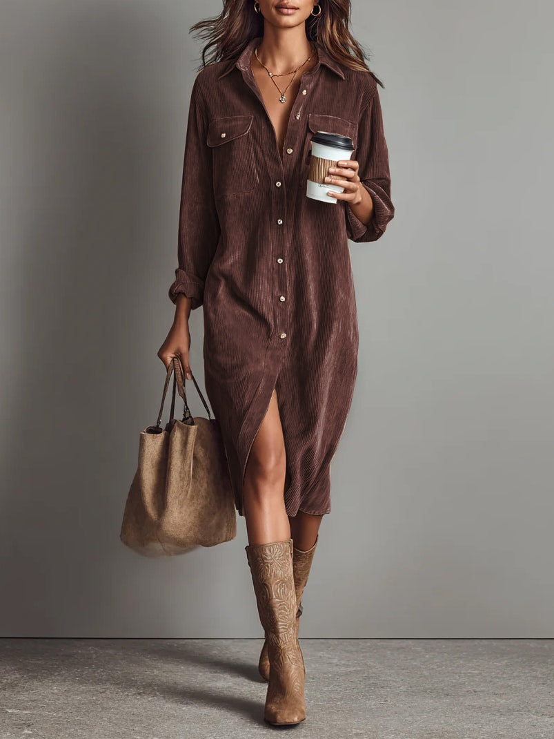 Francesca Corduroy Shirt Dress