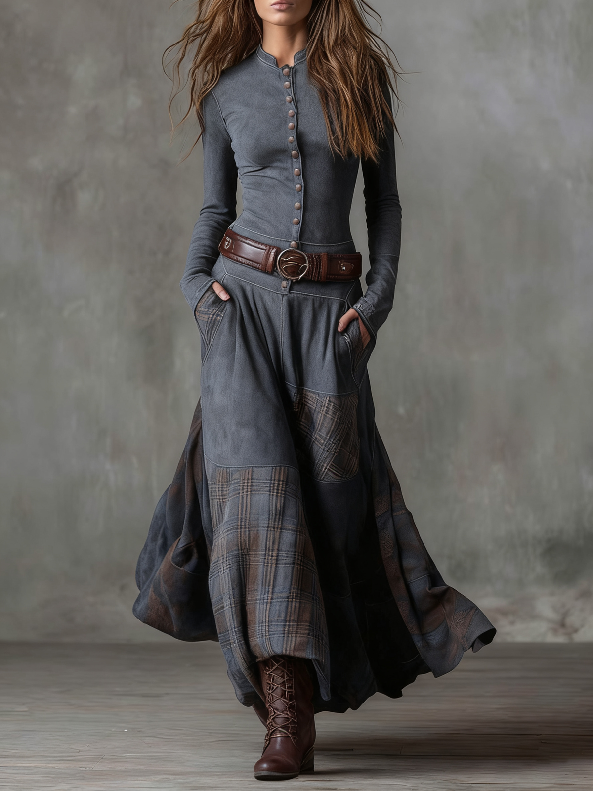 Alessandra Belted Suede Maxi Dress