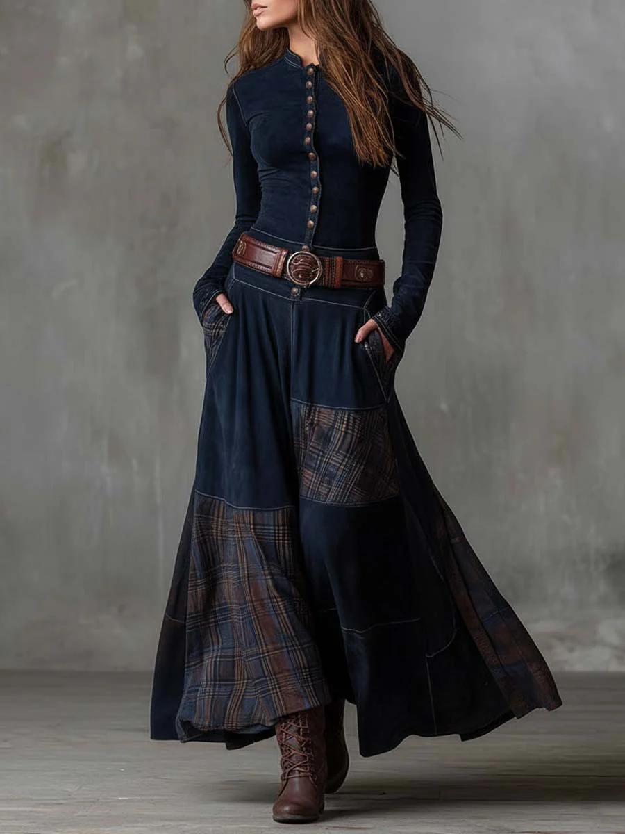 Alessandra Belted Suede Maxi Dress