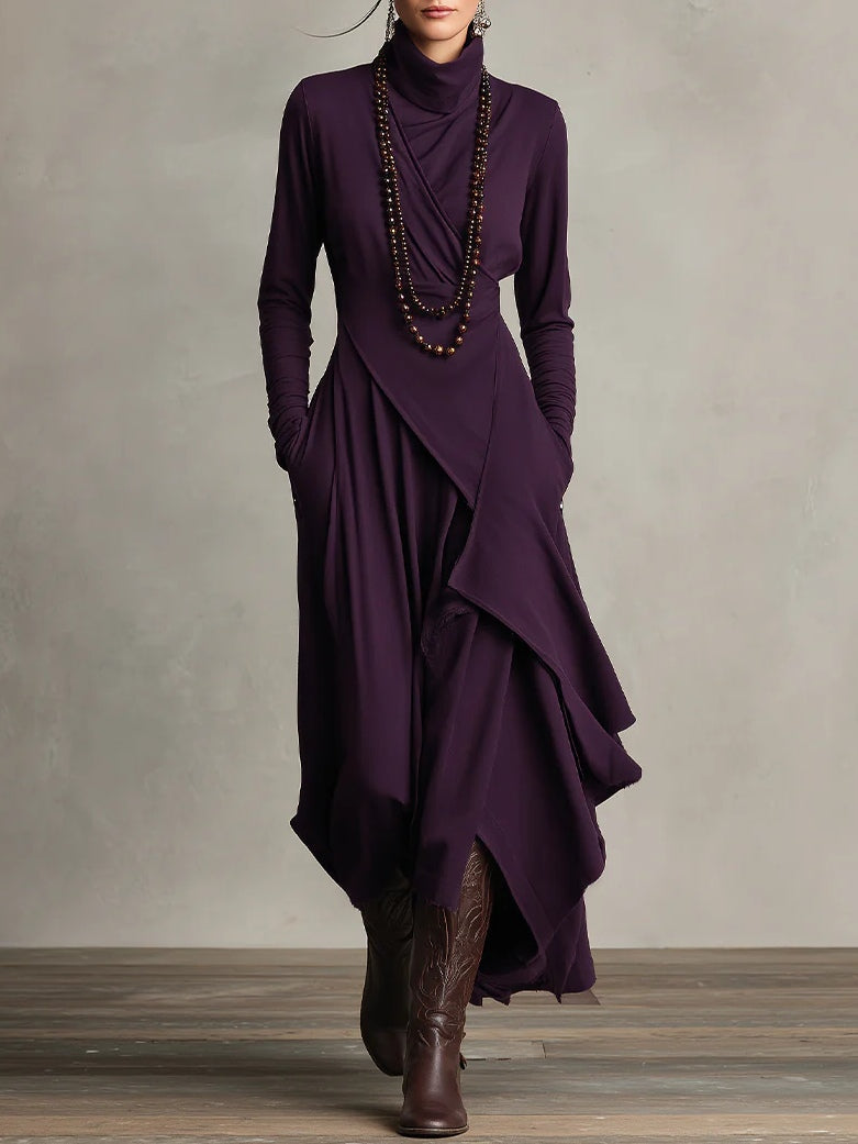 Arianna Asymmetric High-Neck Maxi Dress