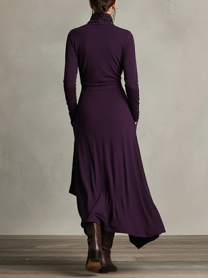 Arianna Asymmetric High-Neck Maxi Dress