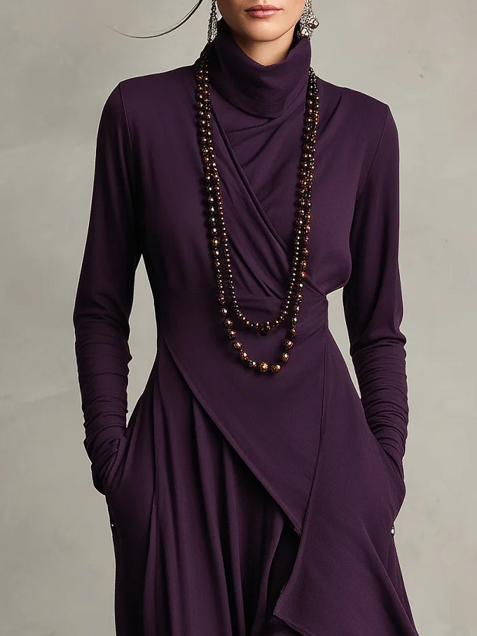 Arianna Asymmetric High-Neck Maxi Dress
