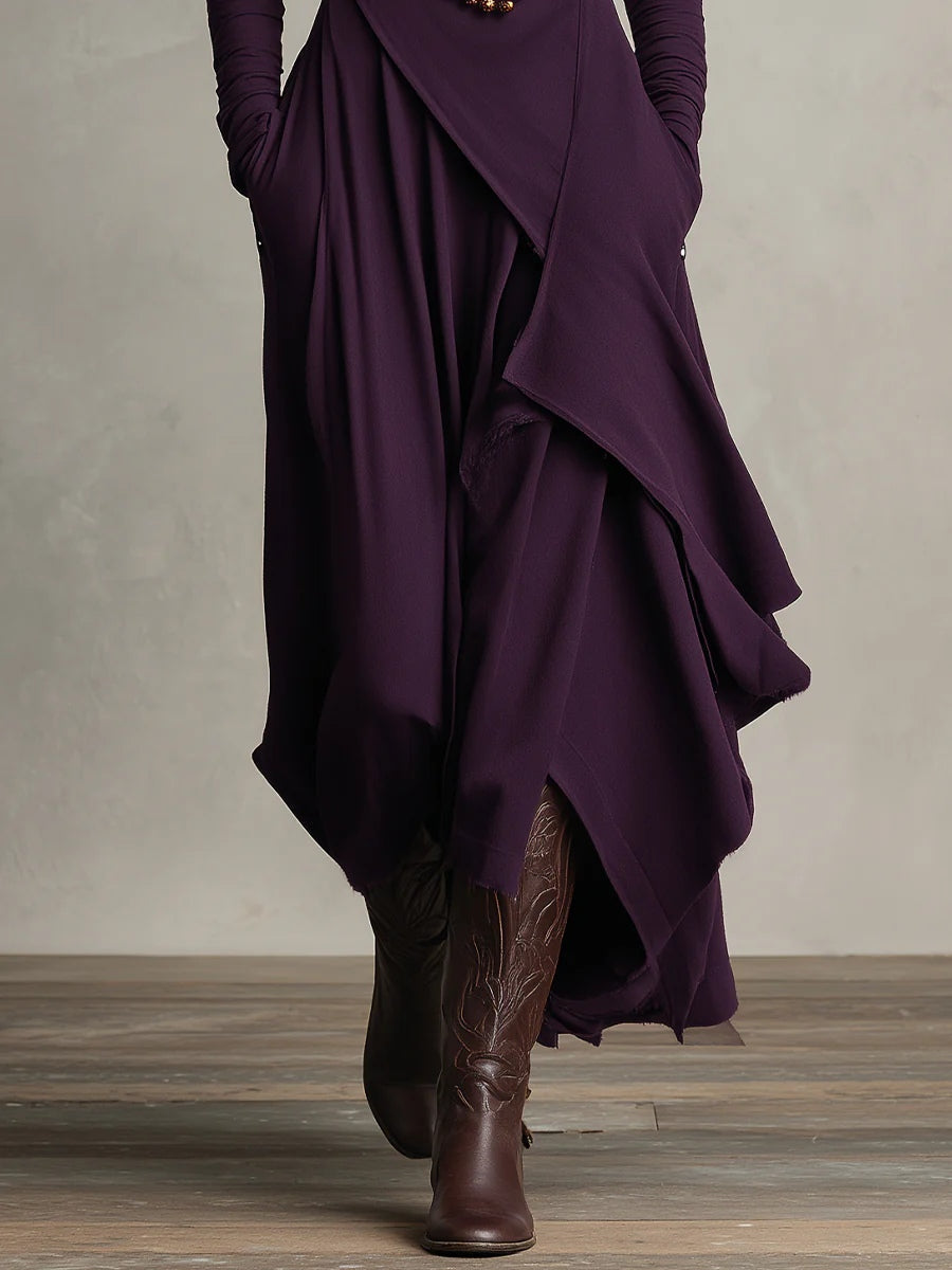 Arianna Asymmetric High-Neck Maxi Dress