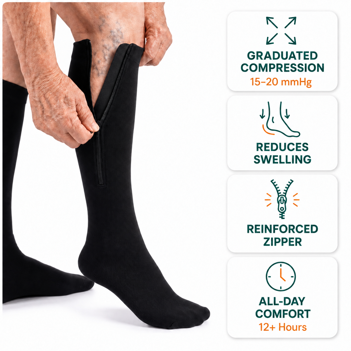 ZipEase Zippered Compression Socks