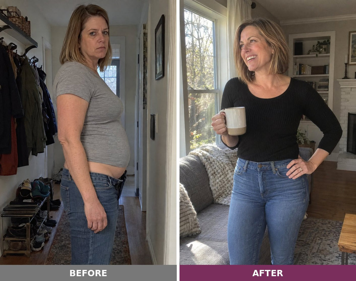 Before and after, in her own clothes