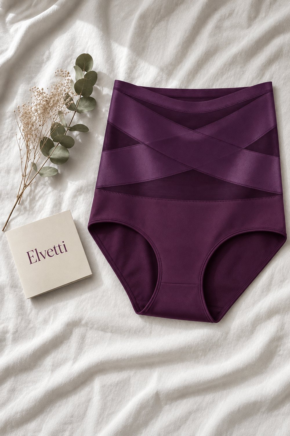 Slip modellante Abbraccio 360 di Elvetti color prugna, steso