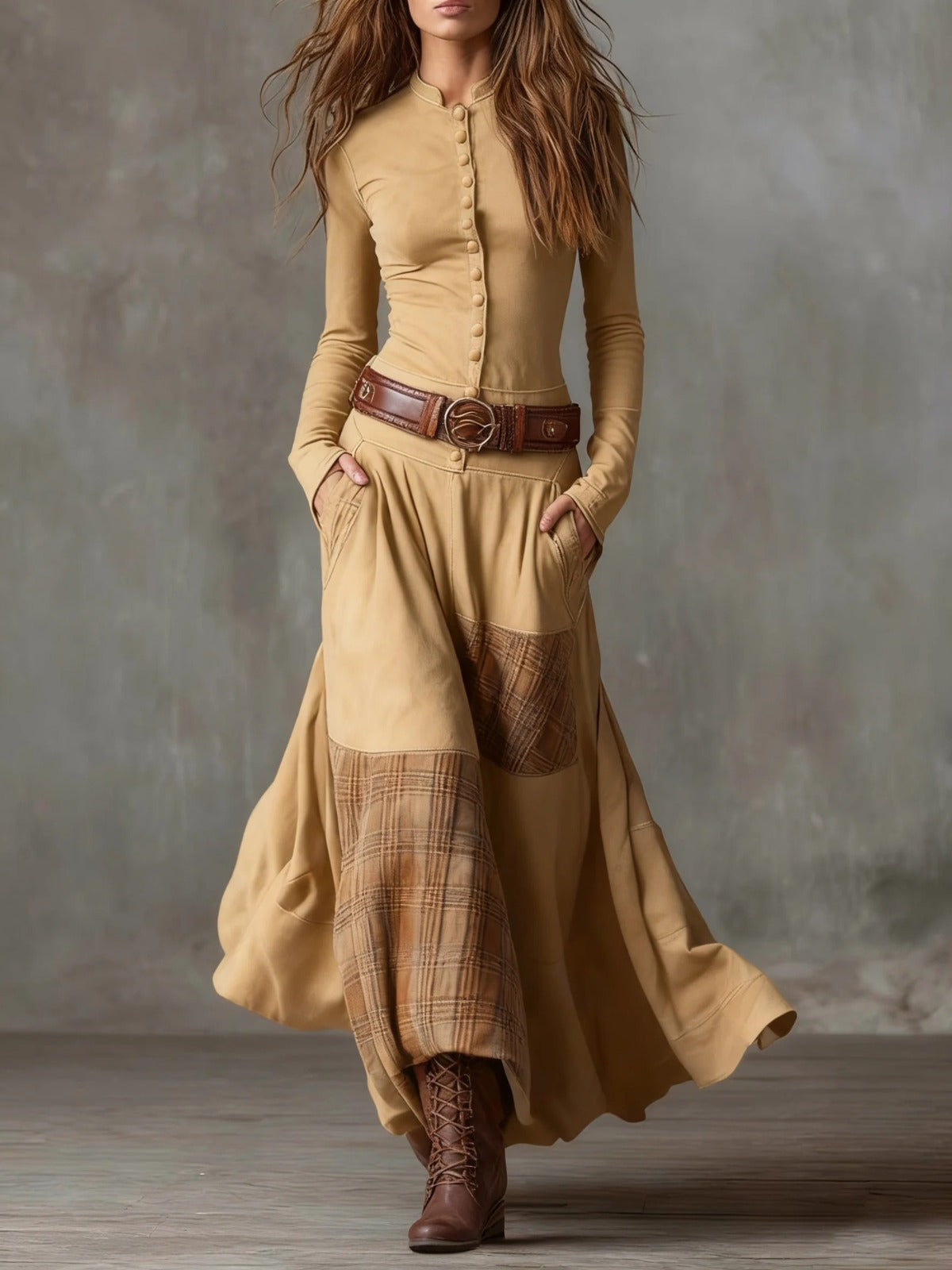 Alessandra Belted Suede Maxi Dress