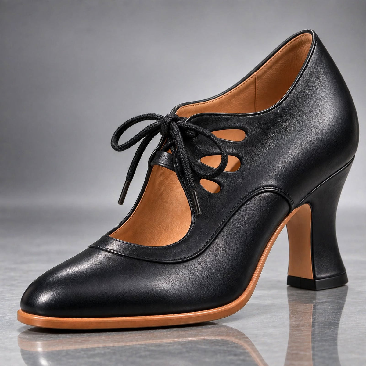 Celia Lace-Up Leather Heels