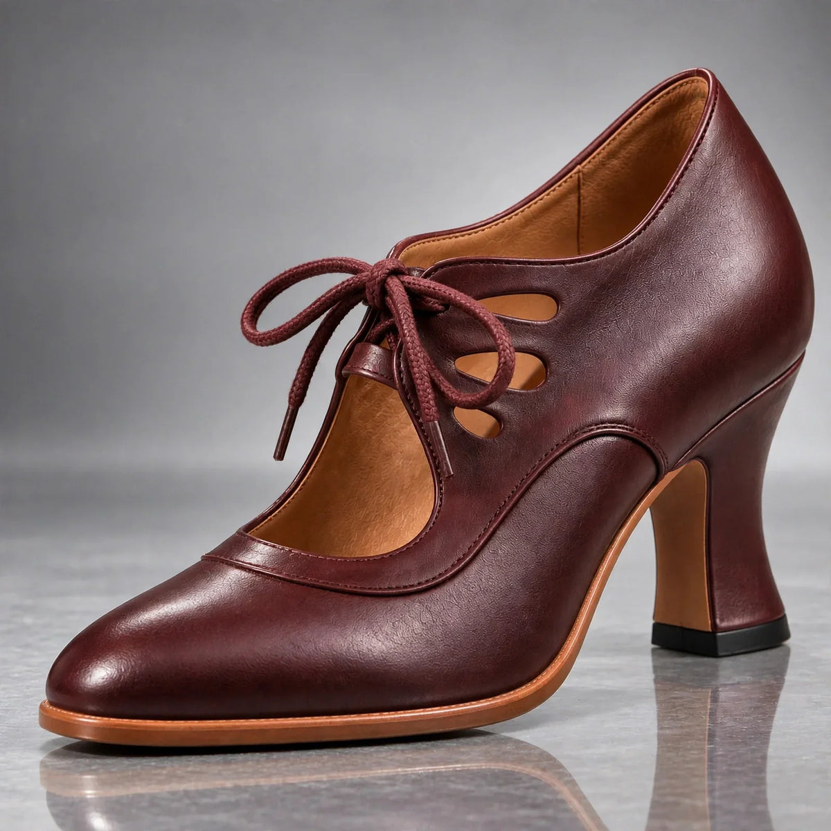 Celia Lace-Up Leather Heels