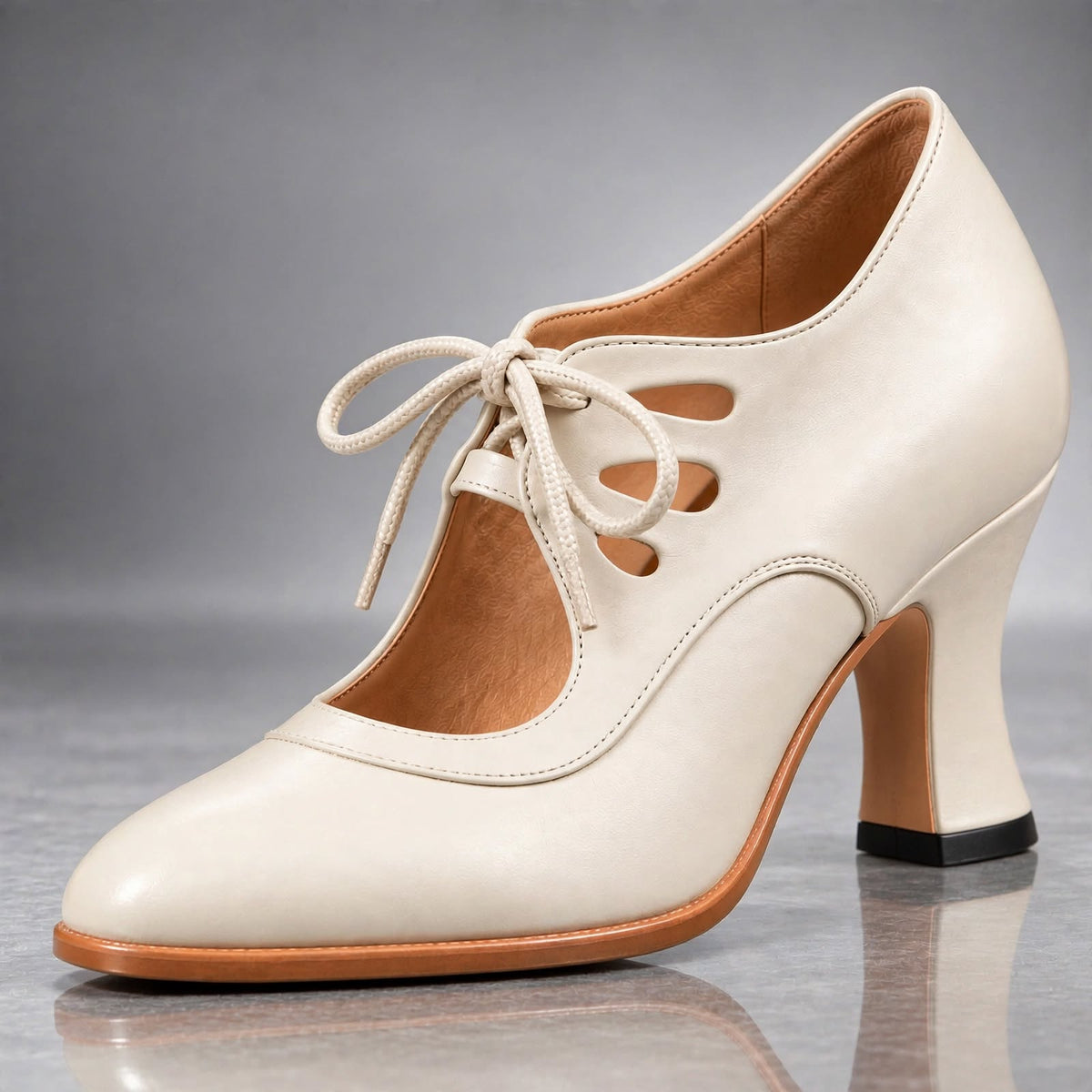 Celia Lace-Up Leather Heels