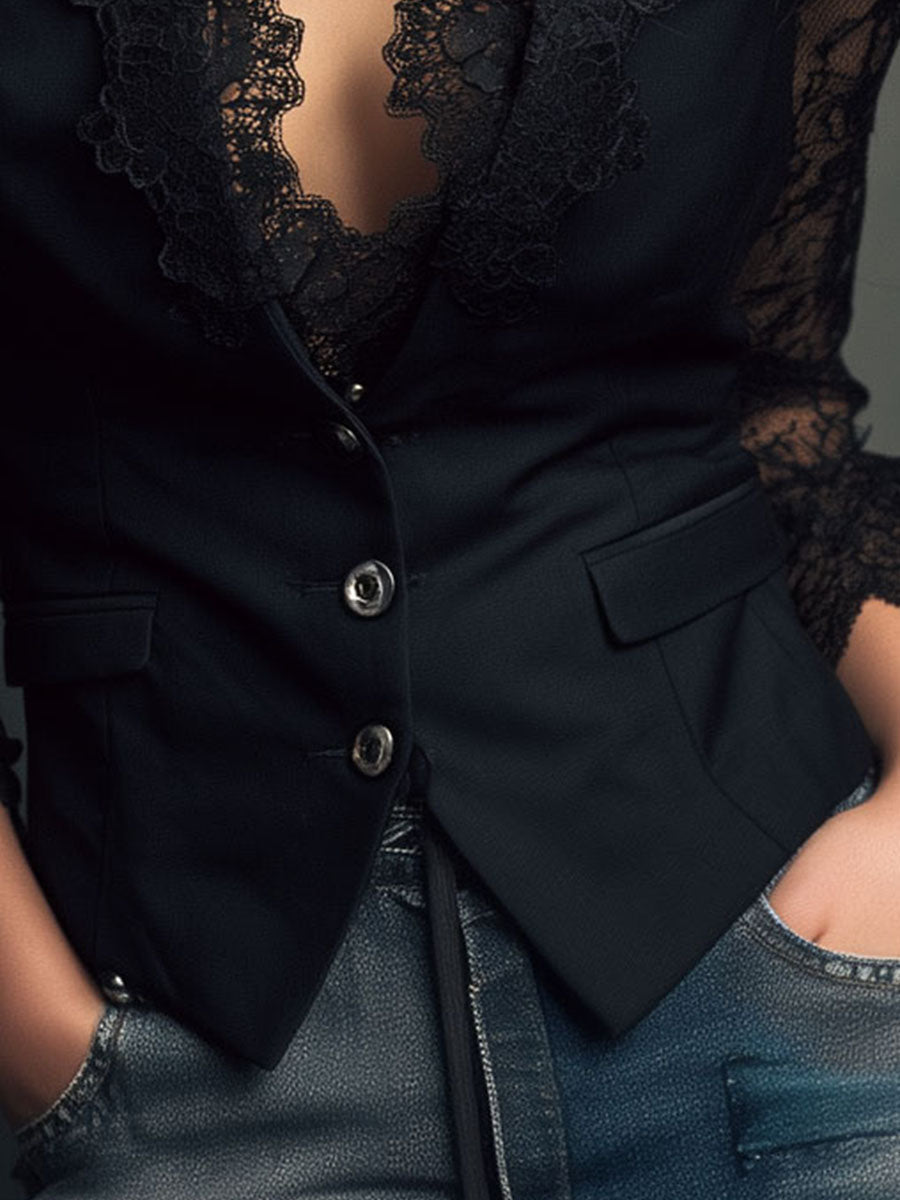 Elisa Lace Sleeve Blazer