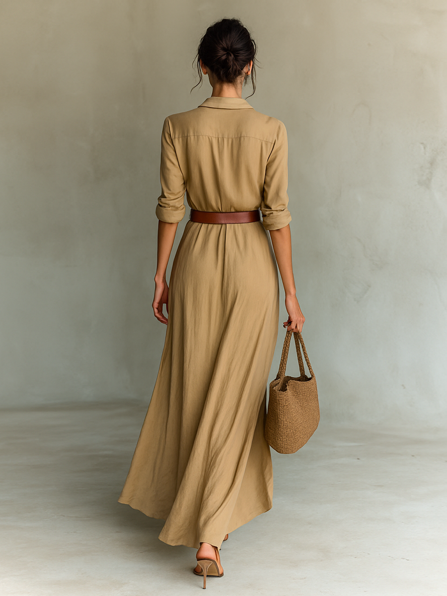 Ilaria Belted Maxi Shirt Dress