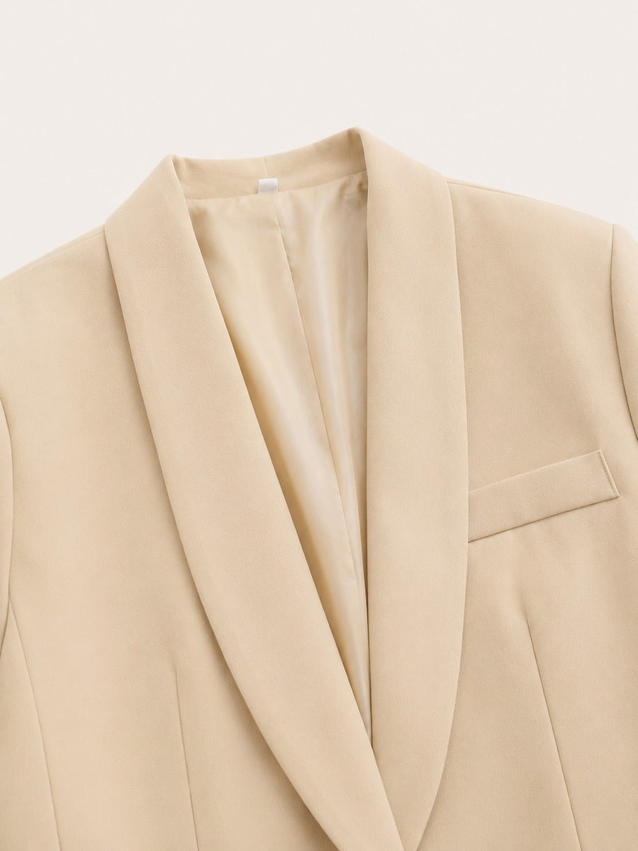 Gabriella Shawl-Collar Belted Blazer & Wide-Leg Trouser Suit