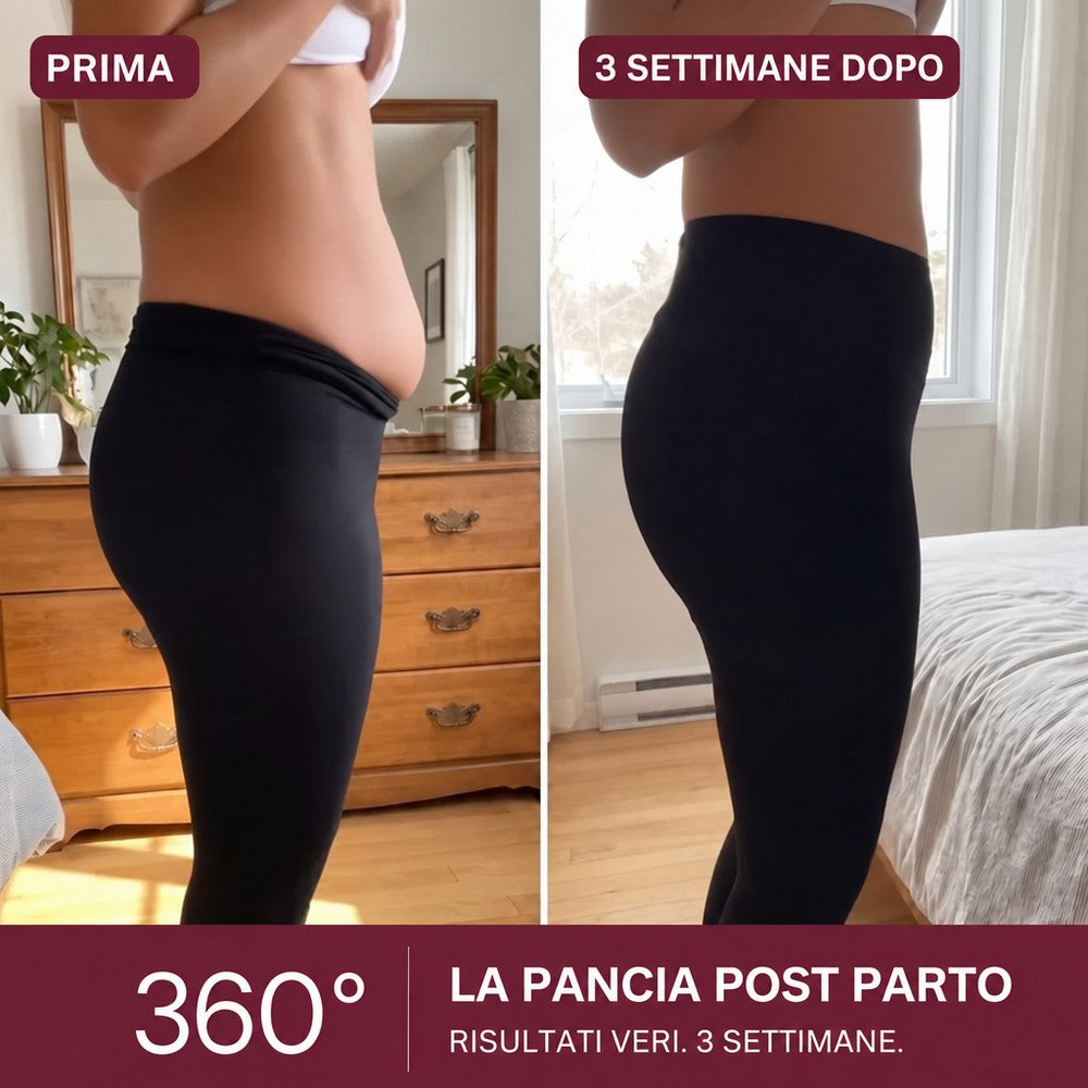 Prima e 3 settimane dopo: la pancia post parto vista di lato