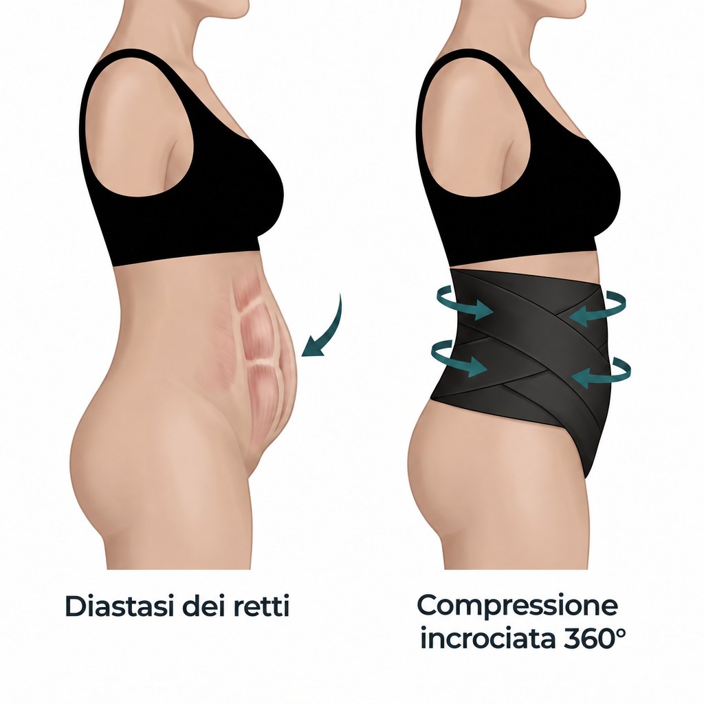 Diastasi dei retti e compressione incrociata a 360°