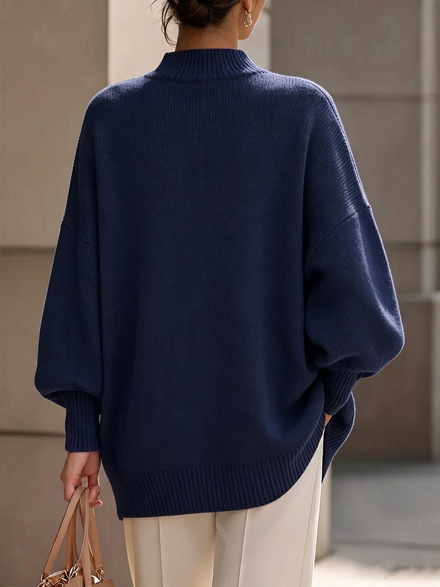Noelia Asymmetric Knit Jumper with Gold Buttons