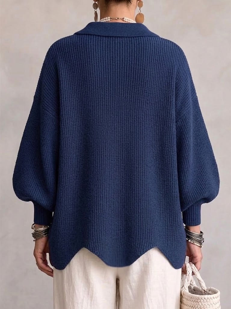 Vega Oversized Collared Cardigan with Gold Buttons