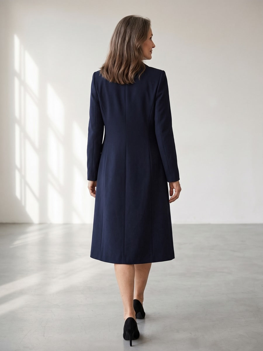 Mirella Long Blazer & Gold-Button Sleeveless Dress Set