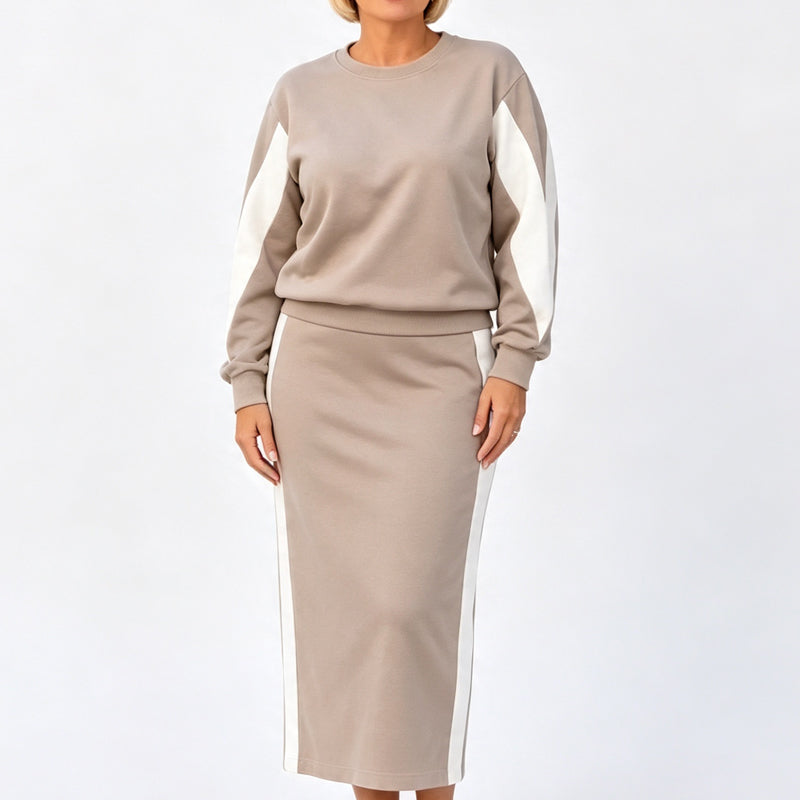 Amaia Contrast Knit Jumper & Midi Skirt Set
