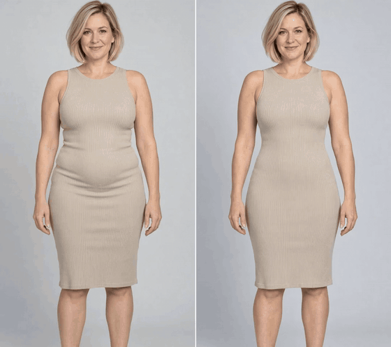 Before and after wearing SculptWrap