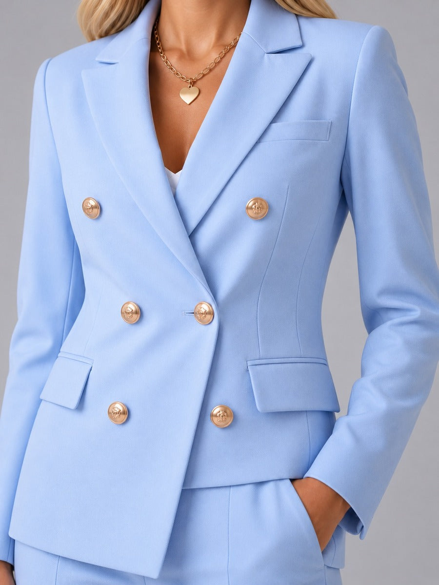 Elisabetta Double-Breasted Peak-Lapel Trouser Suit